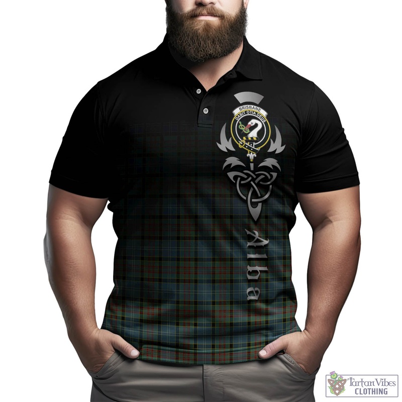 Brisbane Tartan Polo Shirt Featuring Alba Gu Brath Family Crest Celtic Inspired